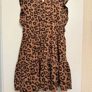 Very J size Large Linen Blend Leopard Dress